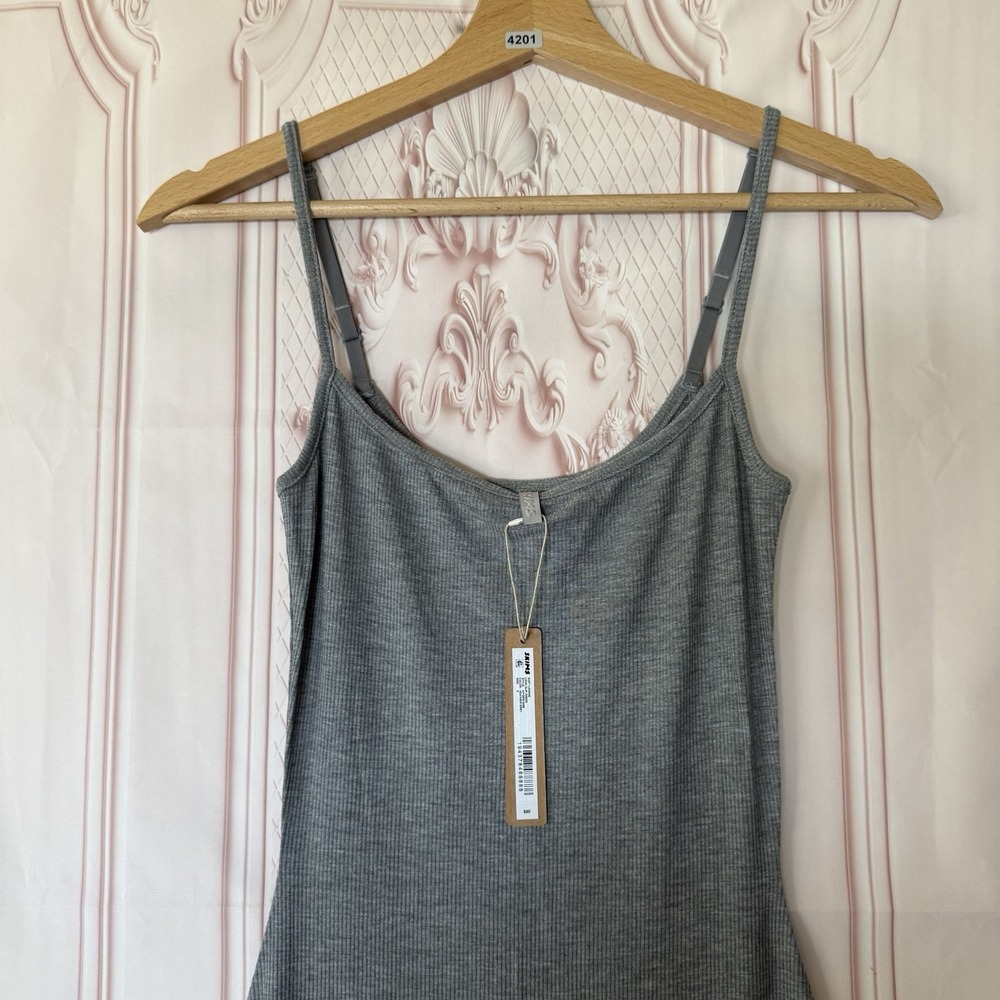 Skims Soft Lounge Long Slip Dress Sleeveles Heather Grey Size Small NWT $80 - Picture 2 of 10